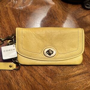 Coach Legacy 65th Anniv Leather Flap Wristlet Turnlock 40826 Citron Y2K NWT Rare